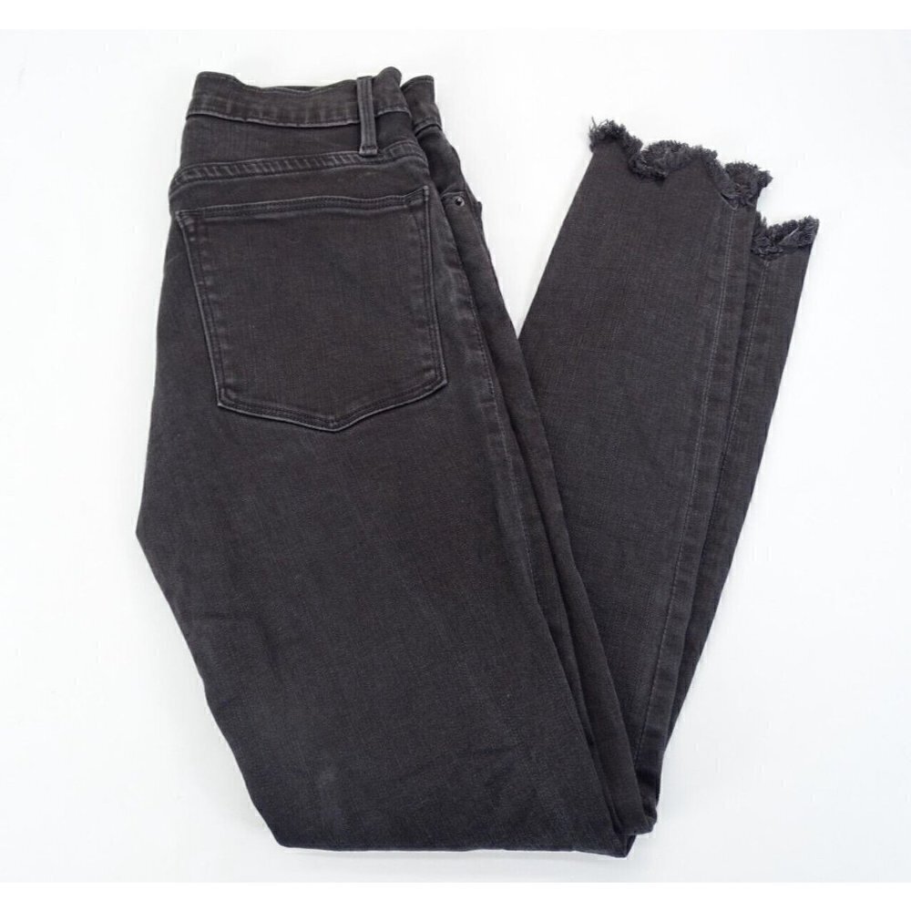 Frame Denim Le High Skinny Jeans Sz 26 Asymmetrical Fringe Hems Jagged Whittier